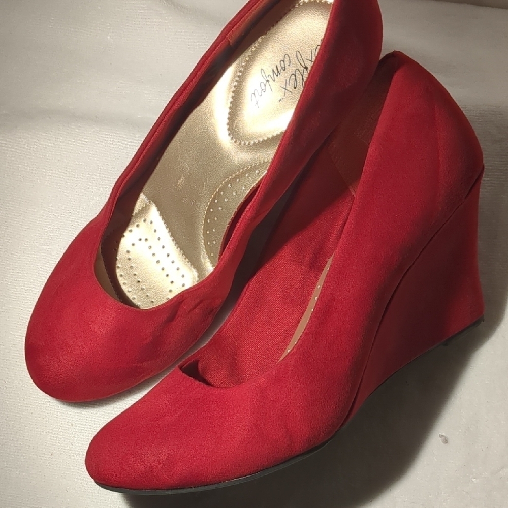 Elegant Red Wedge Heels